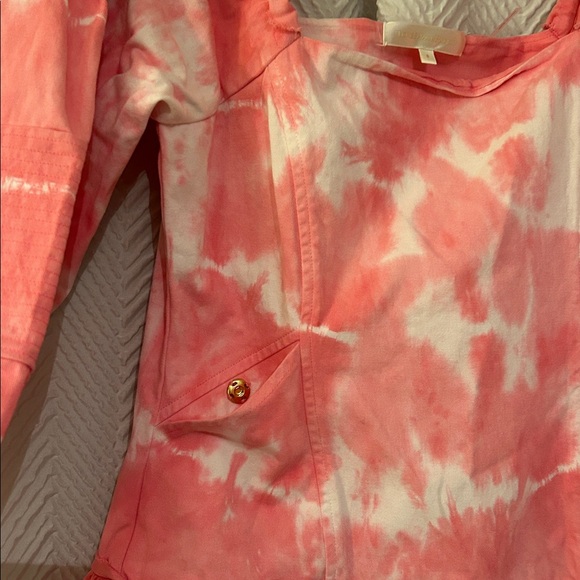 Love Shack Fancy Pink and White Tie-Dye Drop Waist Dress - Picture 2 of 5